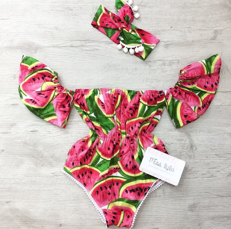 Baby girl romper / Watermelon baby romper / Cotton baby Etsy