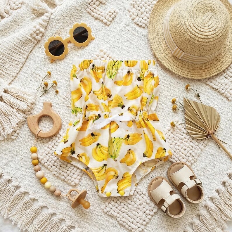 Summer Baby Romper | Toddler Romper | Banana Print Baby Outfit | Summer Baby Clothes | Bubble Romper | Baby Bodysuit | Fruit Baby Outfit