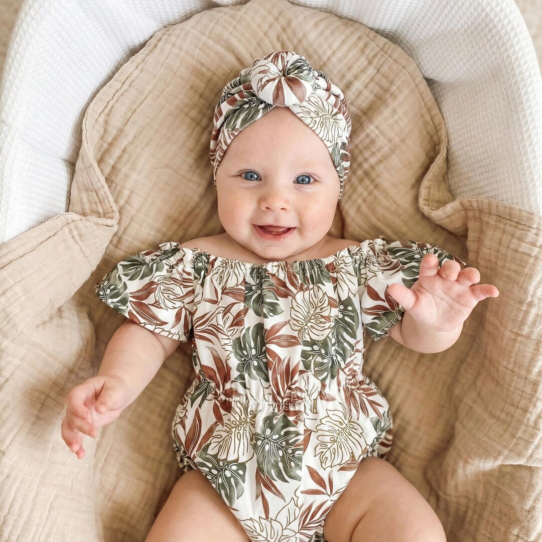 Tropical Baby Outfits | Monstera Baby Romper | Summer Girls Bodysuit ...