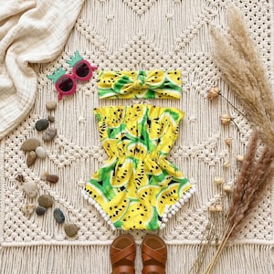 Watermelon Baby Girl Romper, Summer Newborn Romper, Baby Bodysuit, Toddler Bubble Romper, Girls Summer Outfit