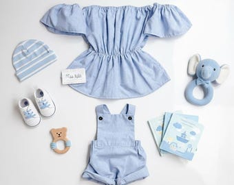 Mommy and Son Matching Outfits | Blue Family Outfit Set | Mother and Son Clothes | Baby Boy Romper | Mom and Boys Matching | New Mom Gift
