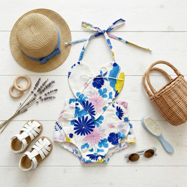 Baby Mädchen Frühling Strampler | Vintage Blumen Baby Mädchen Strampler | Frühchen Baby Kleidung | Sommer Mädchen Outfits | Schürzen Body