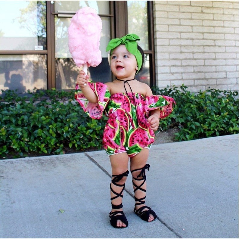 Baby girl romper / Watermelon baby romper / Cotton baby Etsy