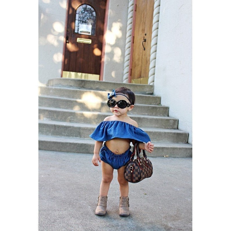 2 Piece Sets Baby Girl Denim Outfit Toddler Girls Outfit Baby Etsy