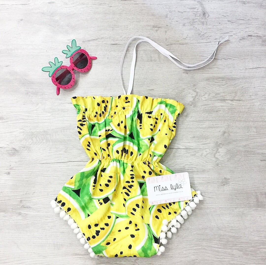Watermelon Baby Romper Baby Girl Summer Outfit Watermelon Etsy