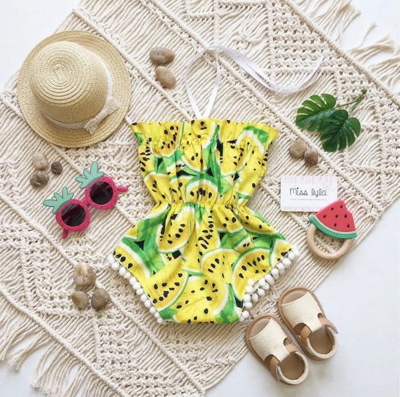 Watermelon Baby Girl Romper, Summer Baby Outfit, Fruit Baby Girl Outfit, Cute Baby Romper, Toddler Summer Clothes, Baby Shower Gift
