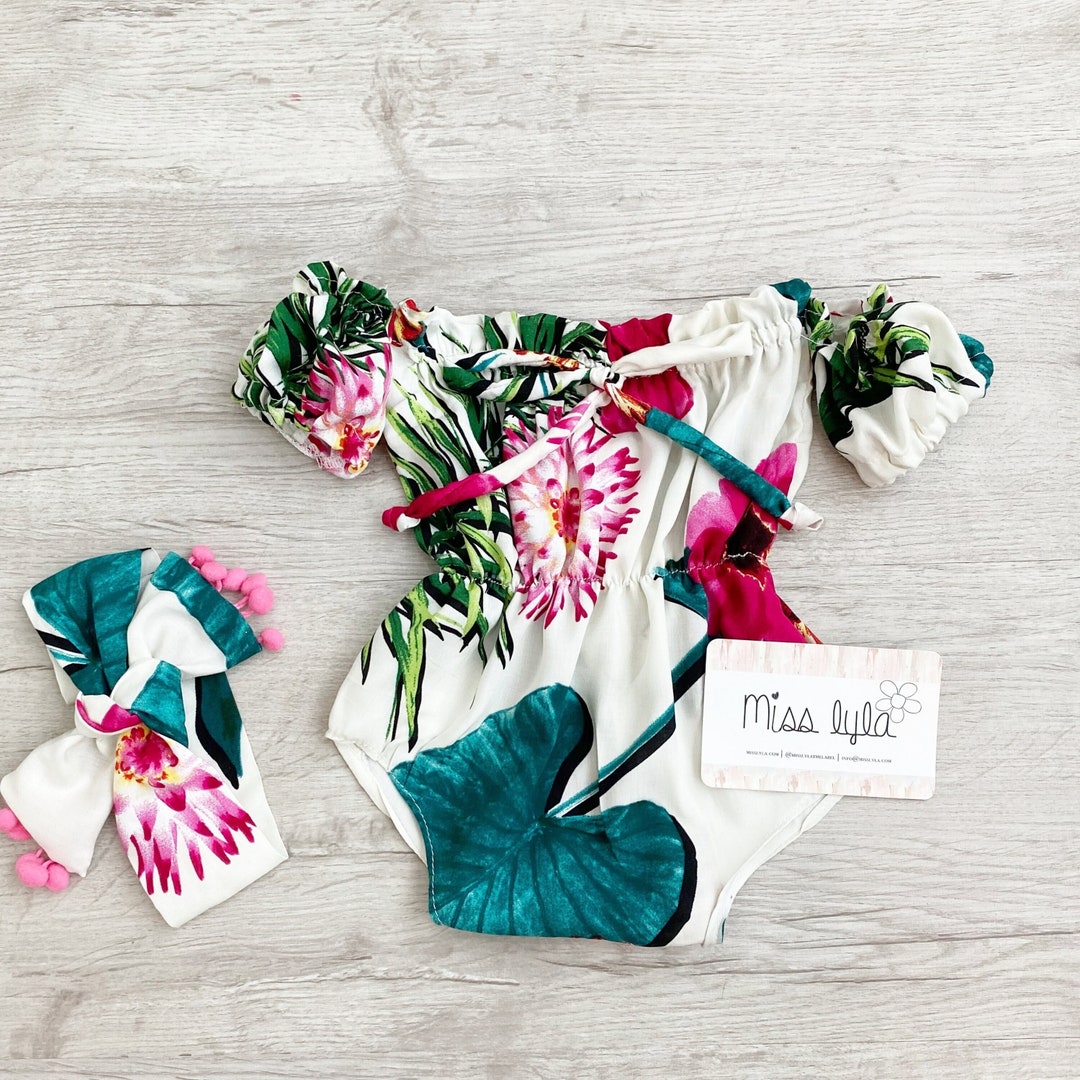 Baby Girl Tropical Romper Baby Romper Girls Romper Hula Etsy