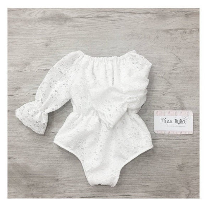 white lace baby romper