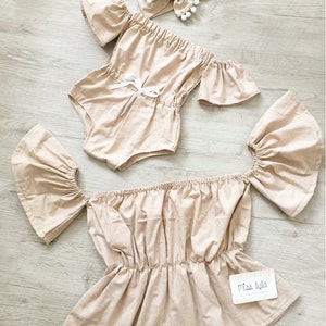 Adorable Mommy and Me Summer Outfits, Trendy Boho Beige Crop Top, Cute Mommy and Me Clothing, Mama and mini Clothes sets, New Mom gift