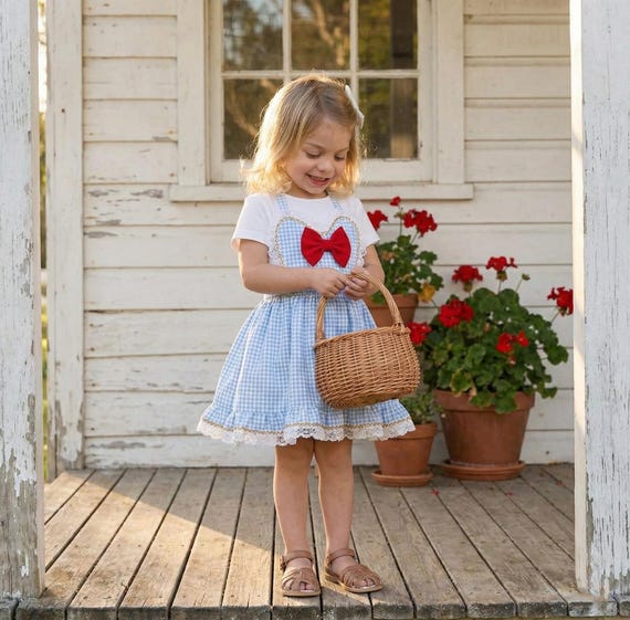 Adorable Dorothy Baby Halloween Costumes, Wizard of oz Costumes, Cute Dorothy Outfits for Kids, Red Blue Gingham Dress for Baby, Newborn