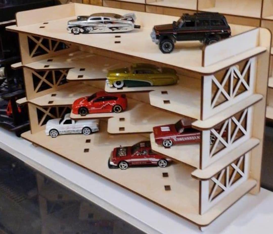 Die Cast Car Model Shelf, 45 Degree Rack Made of 3 Mm Laser Cut Plywood ...