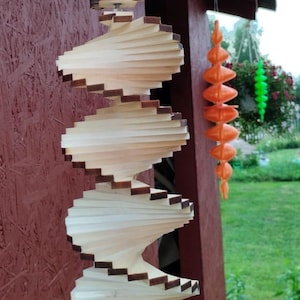 Wooden Wind Spinner Garden Decor, deck decoration or hanging decor for balcony, solid wood outdoor decor, wind
