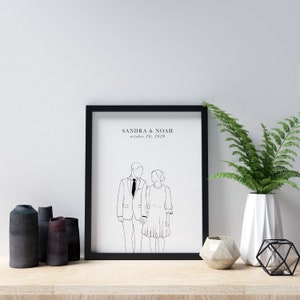 Custom Couple Sketch, Custom Family Portrait, Custom Line Drawing, Sketches From Photo, Personalized Gifts , Mothers Day Gift, Wedding Gift