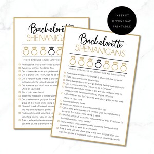 Bachelorette Scavenger Hunt Game Printable Cards, Gold and Pink Bachelorette Party, Scavenger Photo Challenge, DIY Instant Download