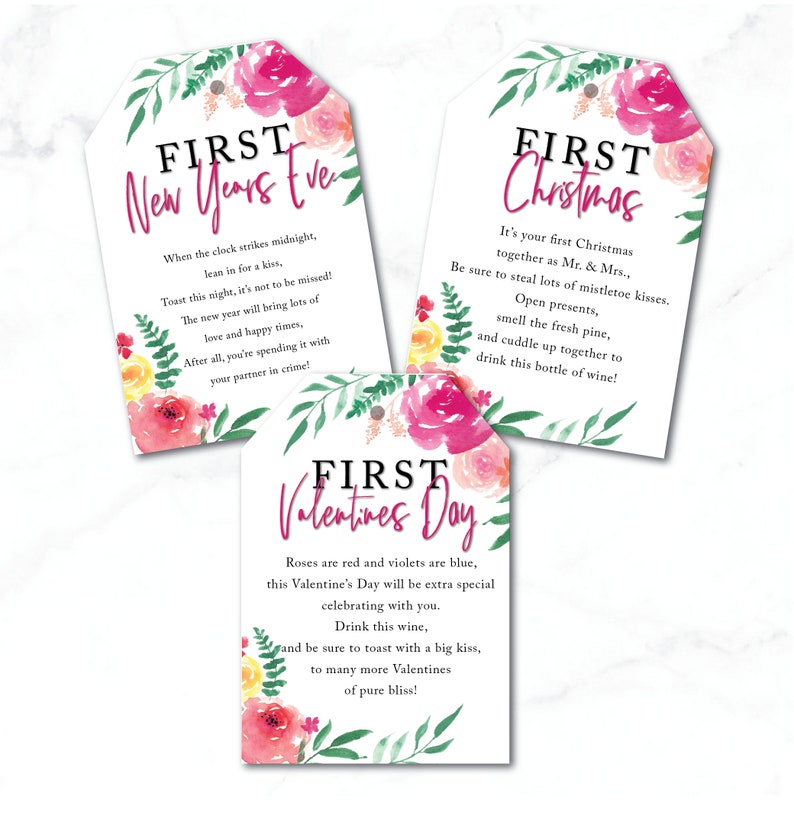 Marriage Milestone Wine Basket Tags A Year of Firsts Wine - Etsy Canada