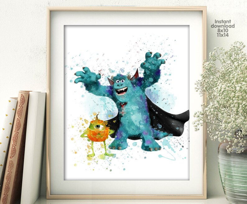 Sulley Monsters Inc Nusrery Sully Print Monsters Inc Wall Art Monsters Inc Poster Monsters Inc Printable Watercolor Nursery Monsters Inc