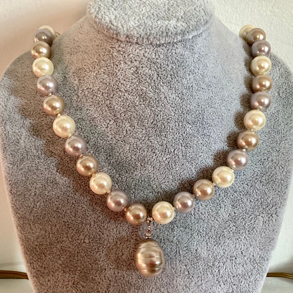 Perles Majorque superbe collier pendentif baroque top qualité