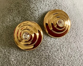 Vintage superbes clous d’oreille haute couture or cristal de chez zepter Made in France