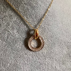 Vintage 90s Cabouchon pendant and gold stainless steel chain