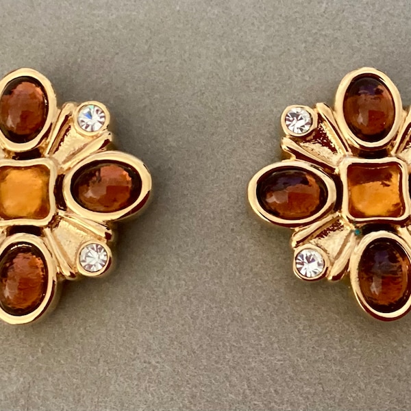 Vintage magnifiques clips d’oreille croix byzantine de chez Cabouchon années 90