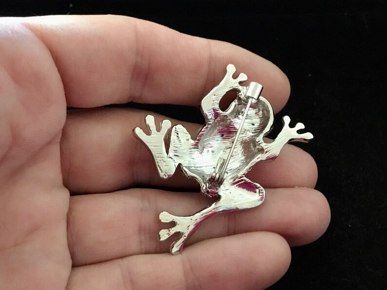 Brooch frog rhodium crystals delicapassion