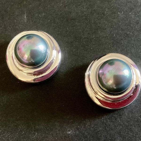 Vintage superbes boucles argent à perle Majorque Tahiti de chez zepter Made in France