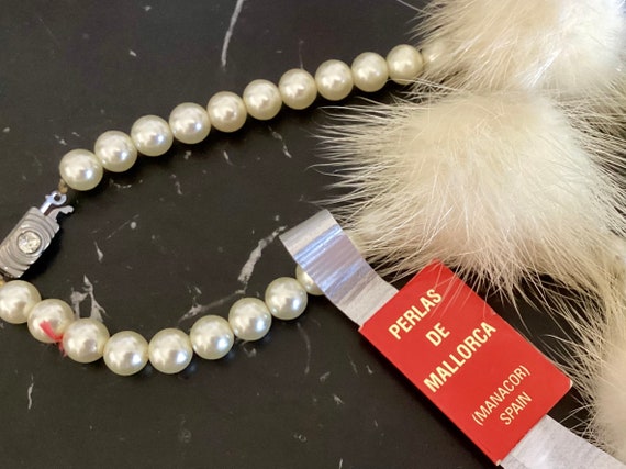 Vintage 50s Majorca pearl and authentic mink set … - image 7