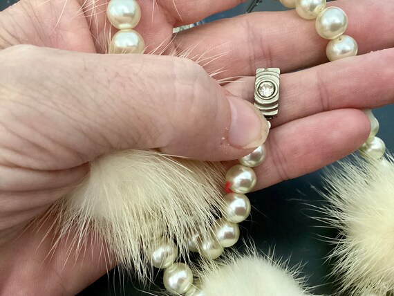 Vintage 50s Majorca pearl and authentic mink set … - image 6