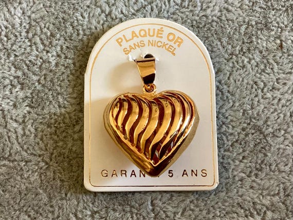 Pendentif en forme de cœur vintge en or blnc et dimnts, nnées 1980