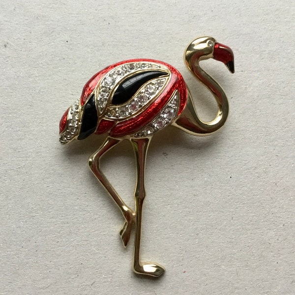 Vintage Broche flamant rose de chez cabouchon  annees 90 parfait état