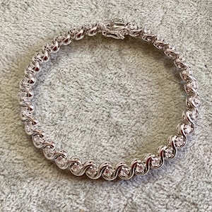 Vintage rhodium and zirconium tennis bracelet from zepter Made in France