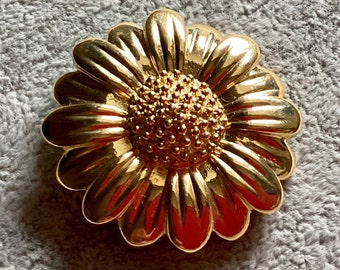 Vintage daisy brooch golden flower superb new 90s Cabouchon
