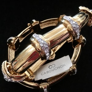 Superb articulated bracelet with crystal patterns from vintage cabouchon from the 90s