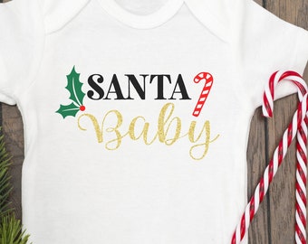 Santa Christmas Bodysuit, Santa Baby Girl Holiday Outfit, Holiday Outfit, Snowflakes, Santa Baby, Festive Outfit