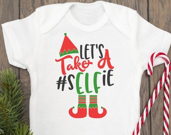 Toma un traje de Navidad sELFie, camisa navideña divertida, elfo, humor navideño, atuendo navideño