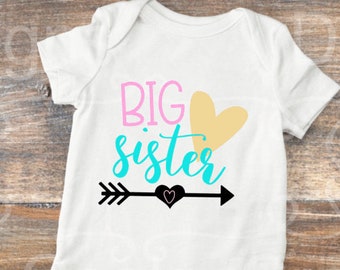Big Sister Reveal Camisa, Orgullosa Hermana Mayor Onesie, Promovido a Hermana Mayor, Anuncio de Embarazo, Fotos de Familia, Camisas de Hermanos
