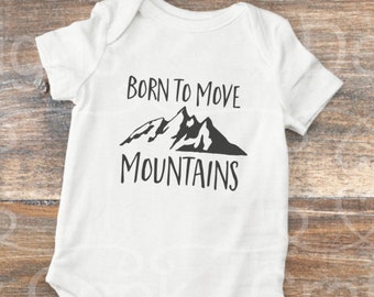 Ropa de versículo bíblico / Nacido para mover montañas Onesie / Camisa / Regalo de padres aventureros / Traje de bebé gráfico / Bebé boho / Tema de las Escrituras