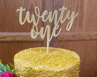 Gold Glitter Twenty First Cake Topper l 21st Birthday Cake Topper l Twenty One Cake Topper l 21st Cake Topper l Glitter Gold l Finally Legal