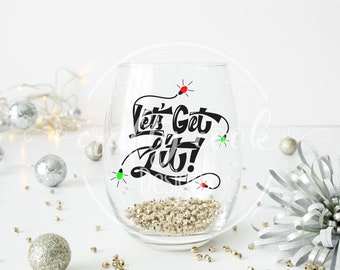 Vamos a conseguir lit Stemless Wine Glass / Funny Christmas / Gag Gift / Secret Santa Gift / Dirty Santa / Christmas Lights