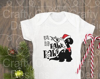 Fa La Rawr Rawr Dinosaurio / Christmas Onesie / Traje navideño / Humor navideño / Santa / Invierno / Niño pequeño / Bebé / Muñeco de nieve