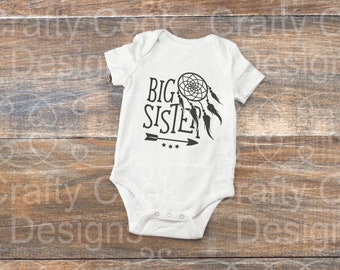 Boho Temática Hermana Mayor Hermana Pequeña Camisetas A juego Anuncio de embarazo rústico de nuevos hermanos Boho Antler Embarazo Revelar