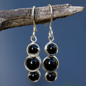 Handmade 925 Sterling Silver Earrings Black Onyx gemstone bead unique gift