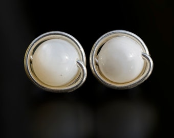 Handmade 925 Sterling Silver Earring with Mother of Pearl Bead special unique gift