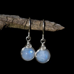 Handmade 925 Sterling Silver Rainbow Moonstone Drop Earrings unique special gift