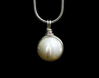 Handmade 925 Sterling Silver Pearl Pendant unique special gift