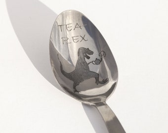 Hand Engraved TeaRex teaspoon cute funny gift