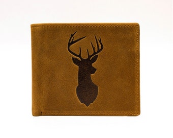 Deer animal wallet purse genuine leather gift
