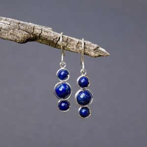 Handmade 925 Sterling Silver Earrings Lapis Lazuli gemstone bead unique gift