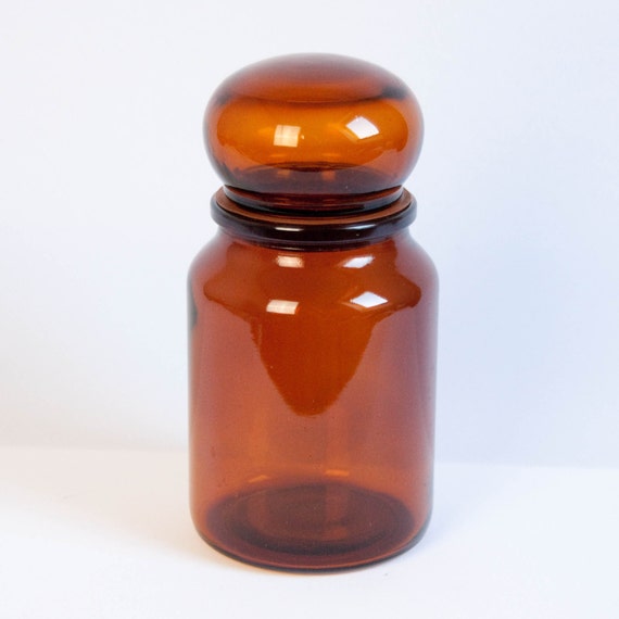 Vintage brown glass apothecary jar big brown jar storage Etsy
