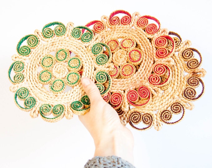 Set of 3 Raffia Trivets Hot Plate Coaster Straw Trivet Etsy